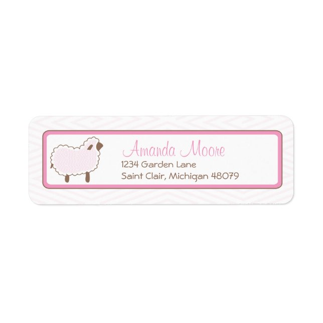 Petit agneau rose Étiquette de adresse (Devant)