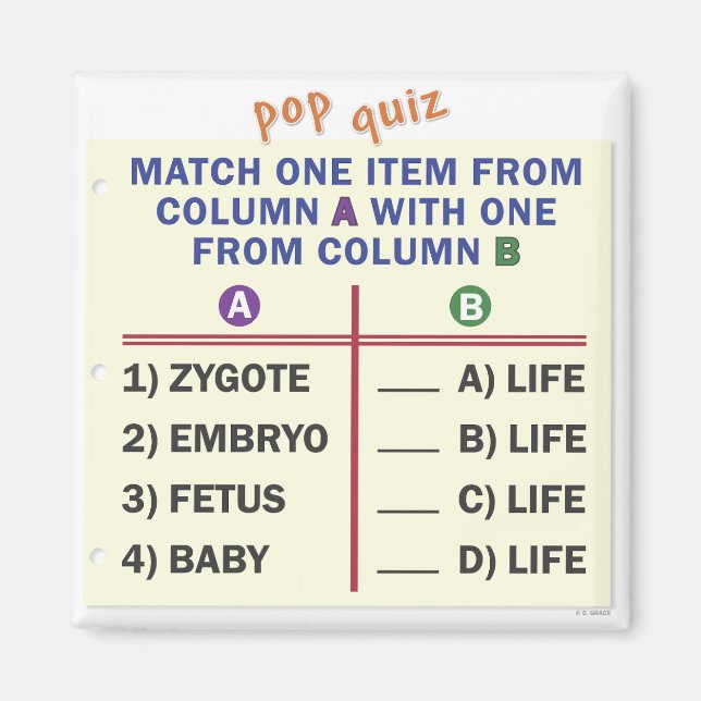 Petit aimant avec un quiz. (Devant)