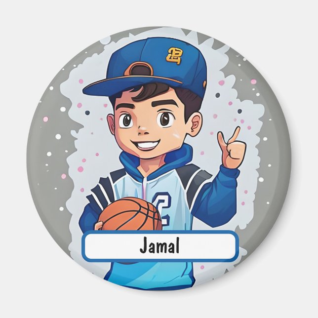 Petit Aimant Baller Avec Nom Personnalisé (Devant)