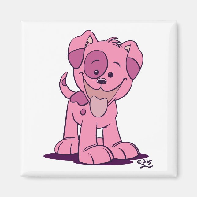 Petit aimant de chiot rose (Devant)