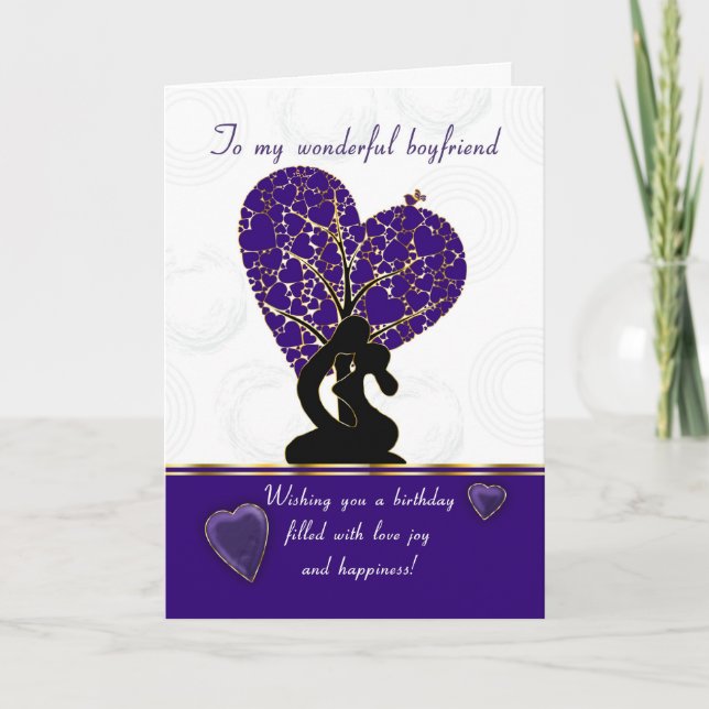 petit ami carte anniversaire design moderne, viole (Devant)