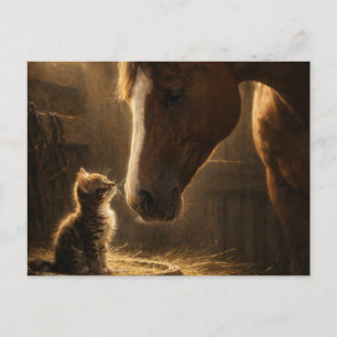 Petit Ami Cheval & Chat Carte Postale