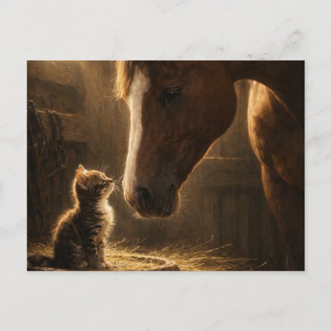 Petit Ami | Cheval & Chat | Carte Postale (Devant)