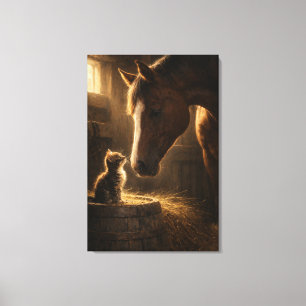 Petit Ami Cheval & Chat Toile tendue