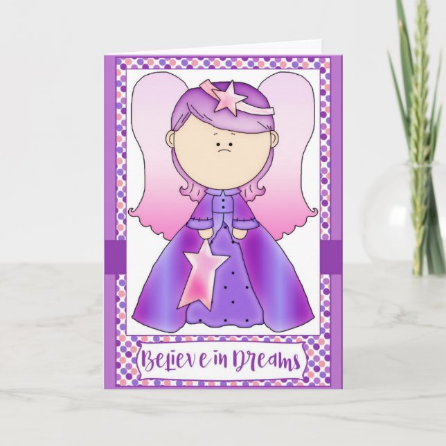 Petit Ange Croyez dans les Rêves - Carte d'Anniver (Devant)