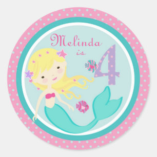 Petit autocollant 4B blond de sirène