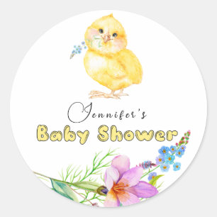 Petit Autocollant Carré Baby shower floral