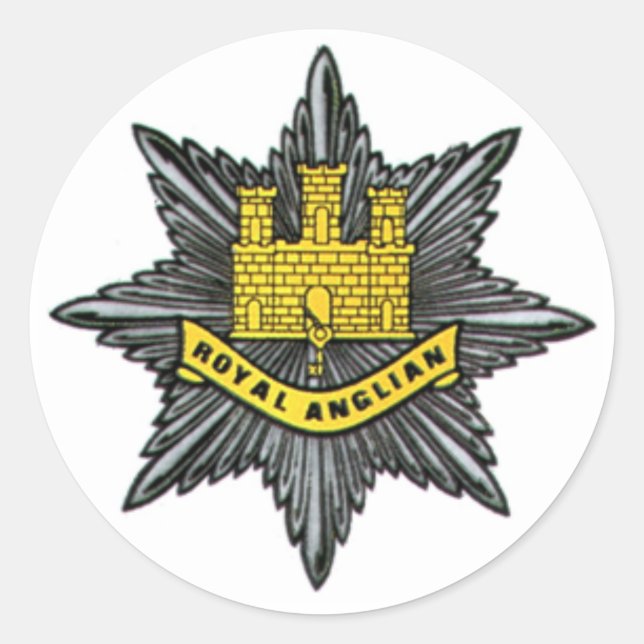 Petit Autocollant circulaire du Royal Anglian Regi (Devant)