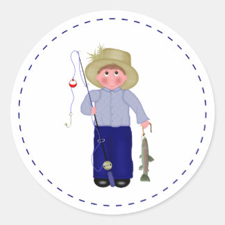 Petit Autocollant pêcheur