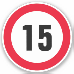 Petit autocollant vinyle limite de vitesse de 15 m