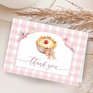 Petit Baby shower à gâteau rose Merci plié