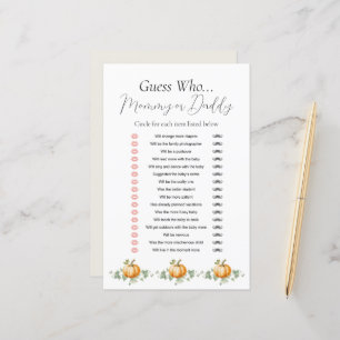 Petit Baby shower Citrouille Devine Qui Joue