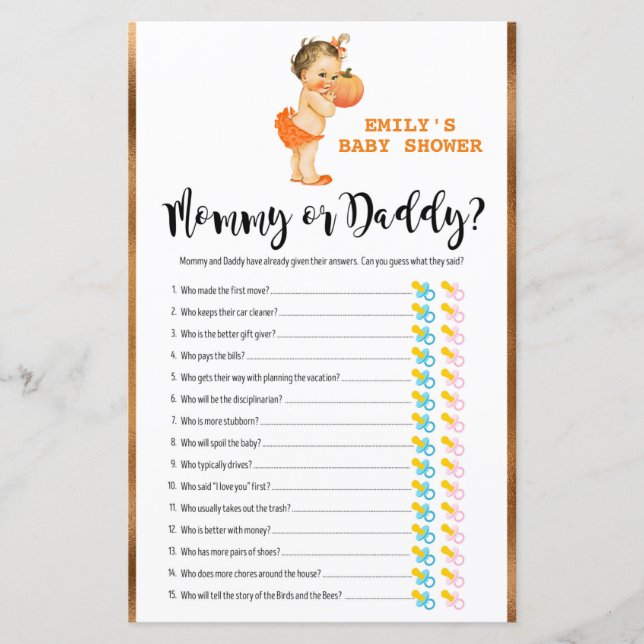 Petit Baby shower Citrouille IMPRIMÉ (Devant)