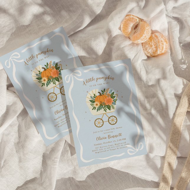 Petit Baby shower Citrouille Invitation bleu (Créateur téléchargé)