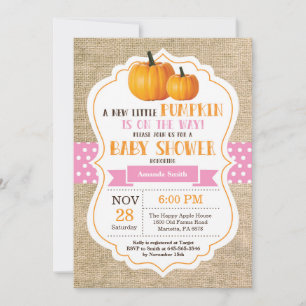 Petit Baby shower Citrouille Invitation Carte Burl
