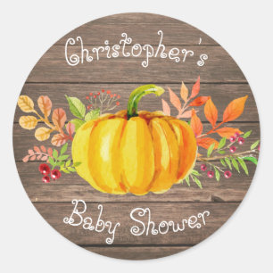 Petit Baby shower Citrouille Sticker en bois rusti