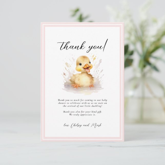 Petit Baby shower de canard Carte de remerciements (Debout devant)