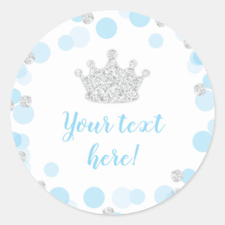 Petit Baby shower Prince Étiquette Bleu & Argent