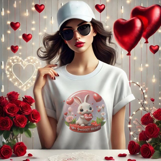 Petit bébé lapin valentin amour coeur T-shirt (Créateur téléchargé)