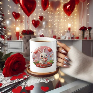 Petit bébé lapin valentine coeur amour café Mug