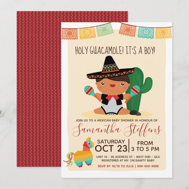 Petit bébé Mariachi Baby shower Invitation (Devant / Derrière)