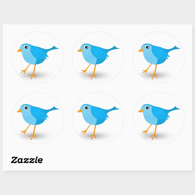 Petit Bleu Oiseau mignon Stickers ronds (Feuille)