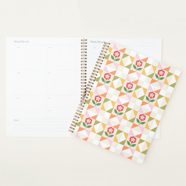 Petit bloc de quilt fleur rouge (Devant avec enveloppe)