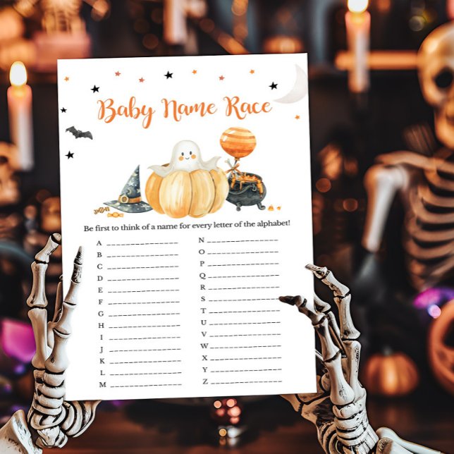 Petit Boo Citrouille Halloween Baby Name Race Jeu (Pumpkin Halloween Baby Shower Baby Name Race Game)