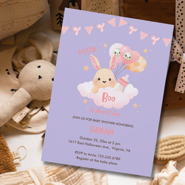 Petit Boo rose Halloween Baby Shower Invitations (Little Boo Pink Halloween Baby Shower Invitations)