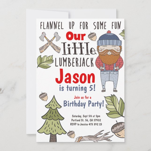 Petit Boy Lumberjack Invitation Anniversaire (Devant)