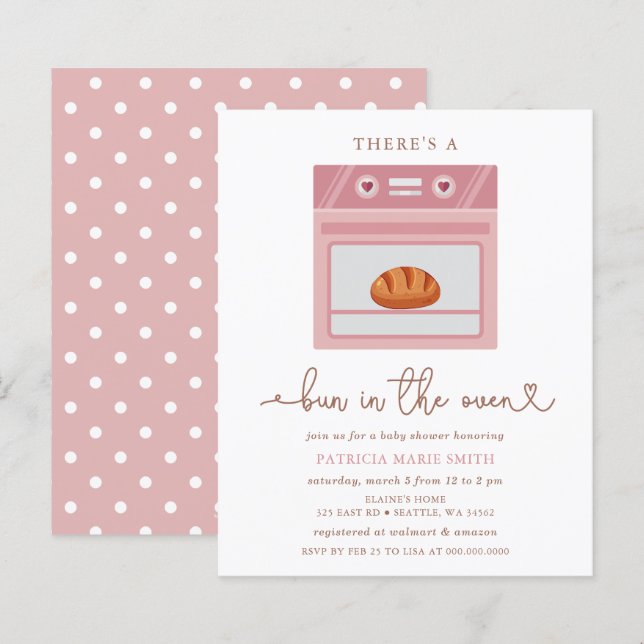 Petit Bun Budget Dans Le Baby shower Bébé Rose Fou (Devant / Derrière)