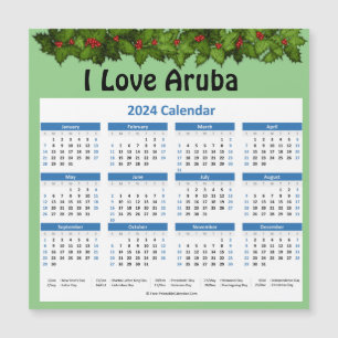 Petit calendrier magnétique 2024 d'Aruba