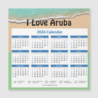 Petit calendrier magnétique 2024 d'Aruba