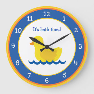 Petit Canard Jaune Horloge Bleue et Jaune Ronde