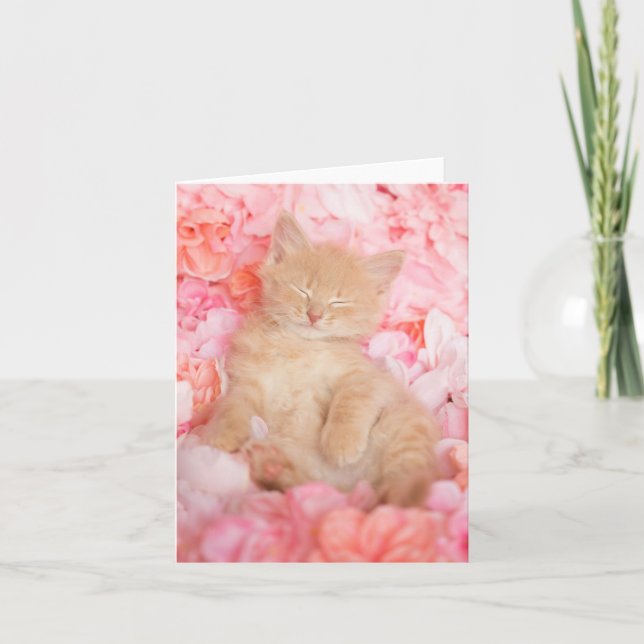 Petit Carte pour notes floral rose rose de lin (Devant)