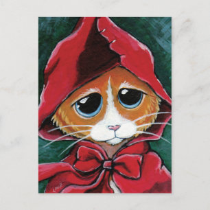 Petit Chaperon Rouge   Carte postale Tabby Cat Art