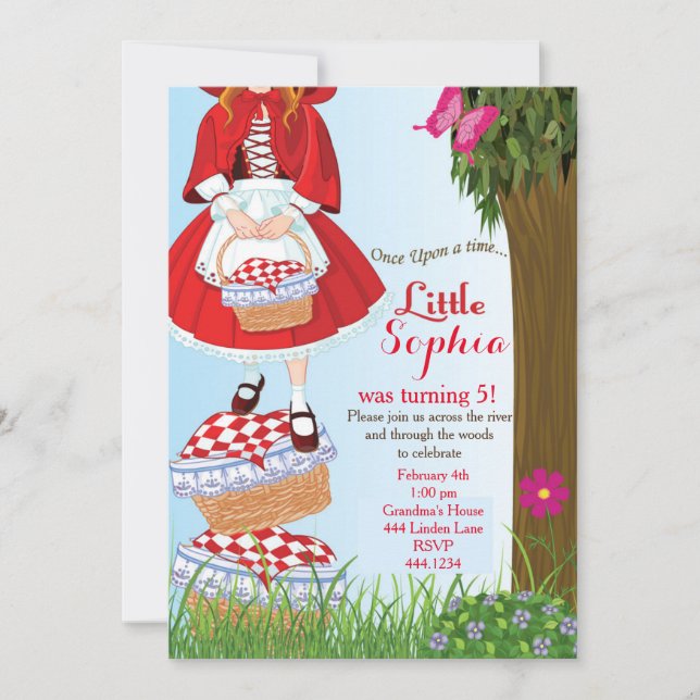 Petit chaperon rouge Invitations d'anniversaire (Devant)