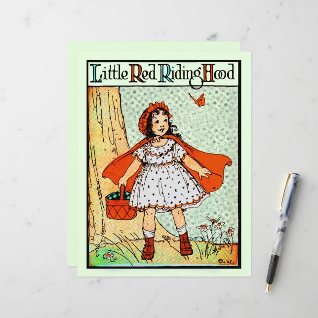 Petit Chaperon Rouge Vintage Mignon (Devant/Arrière en situation)