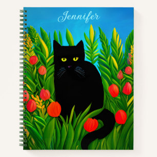 Petit chat noir dans un journal de jardin de Tulip