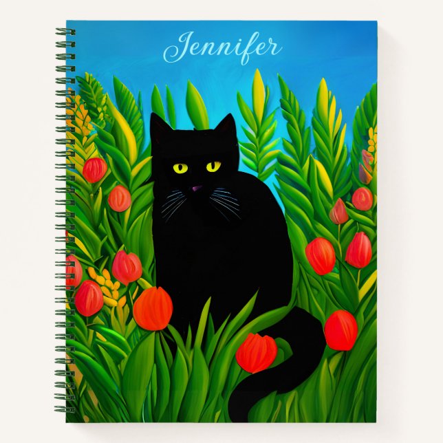 Petit chat noir dans un journal de jardin de Tulip (Devant)