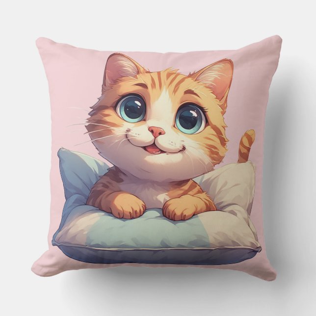 Petit Chat Sur Coussin Pour Décoration Maison Amat (Recto)