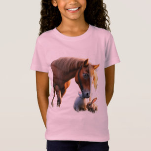 Petit Cheval et Lapin joueurs – T-Shirt adorable 3