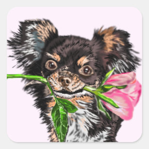 Petit chien avec Stickers Cadeau Rose