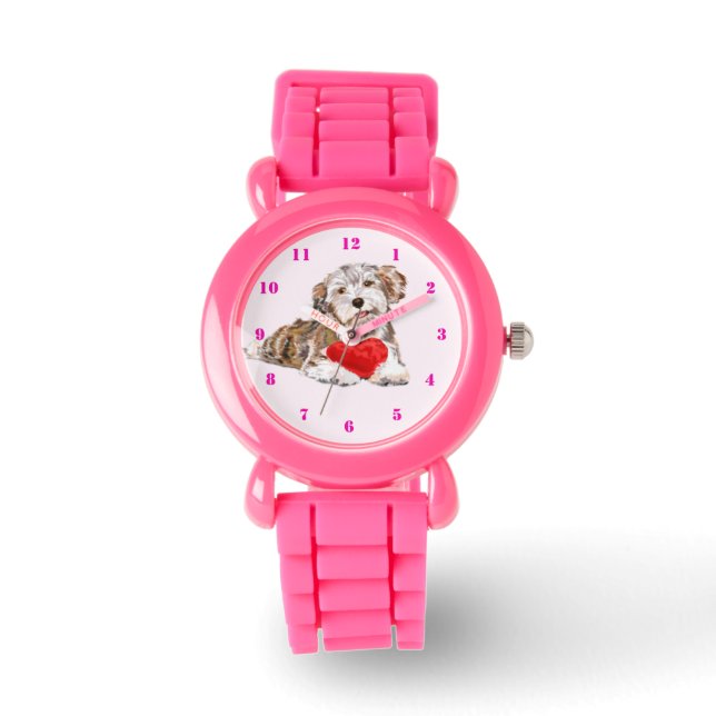 Petit chien de compagnie avec montre cadeau de coe (Recto)