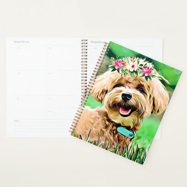 Petit chien maltais avec des fleurs art (Devant avec enveloppe)