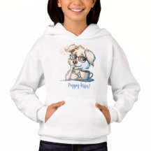 Petit chiot boit du café