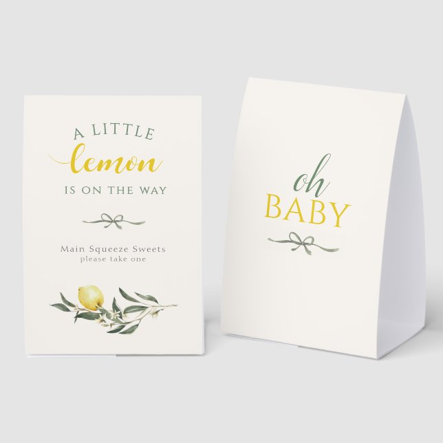 Petit Citron Signe de Faveur de Baby Shower Sage (Recto/verso)