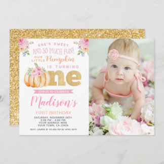 Petit Citrouille 1er anniversaire Invitation avec 