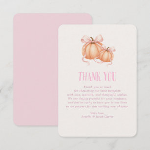 Petit Citrouille, arc rose, carte de remerciements