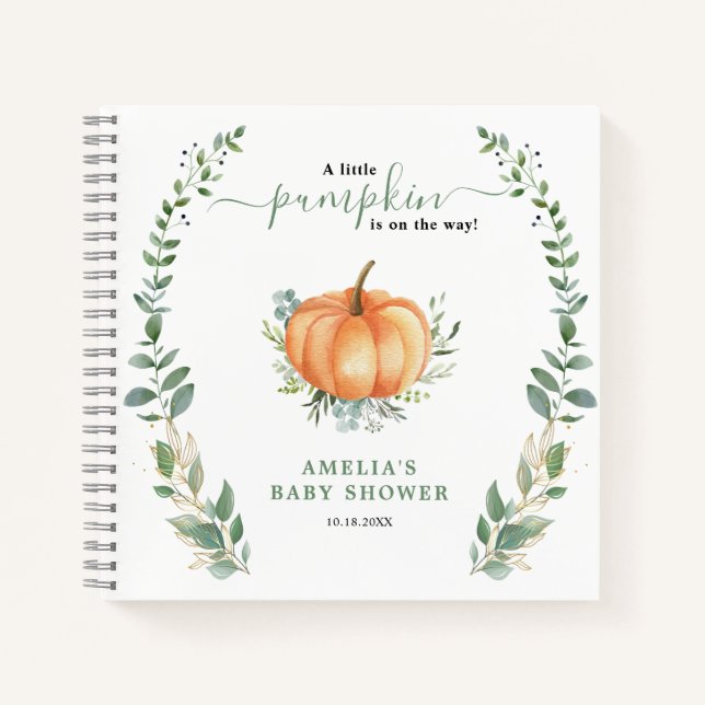 Petit Citrouille Automne Baby shower vert Livre d' (Devant)